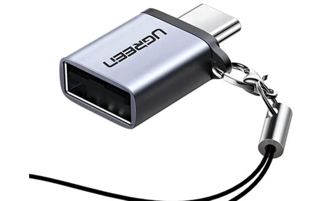 UGREEN Type C Male to USB 3.0 A Female Adapter Cable Lanyard 5Gbps High Speed Data Transfer PC Laptop MacBook - Space Gray